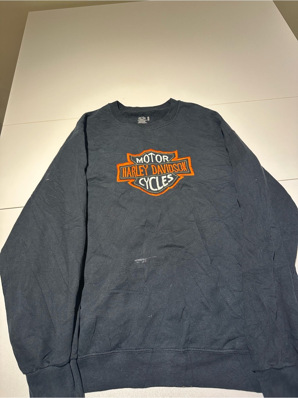 Philipp Plein Men’s Black Crewneck Sweatshirt with Orange Logo Patch